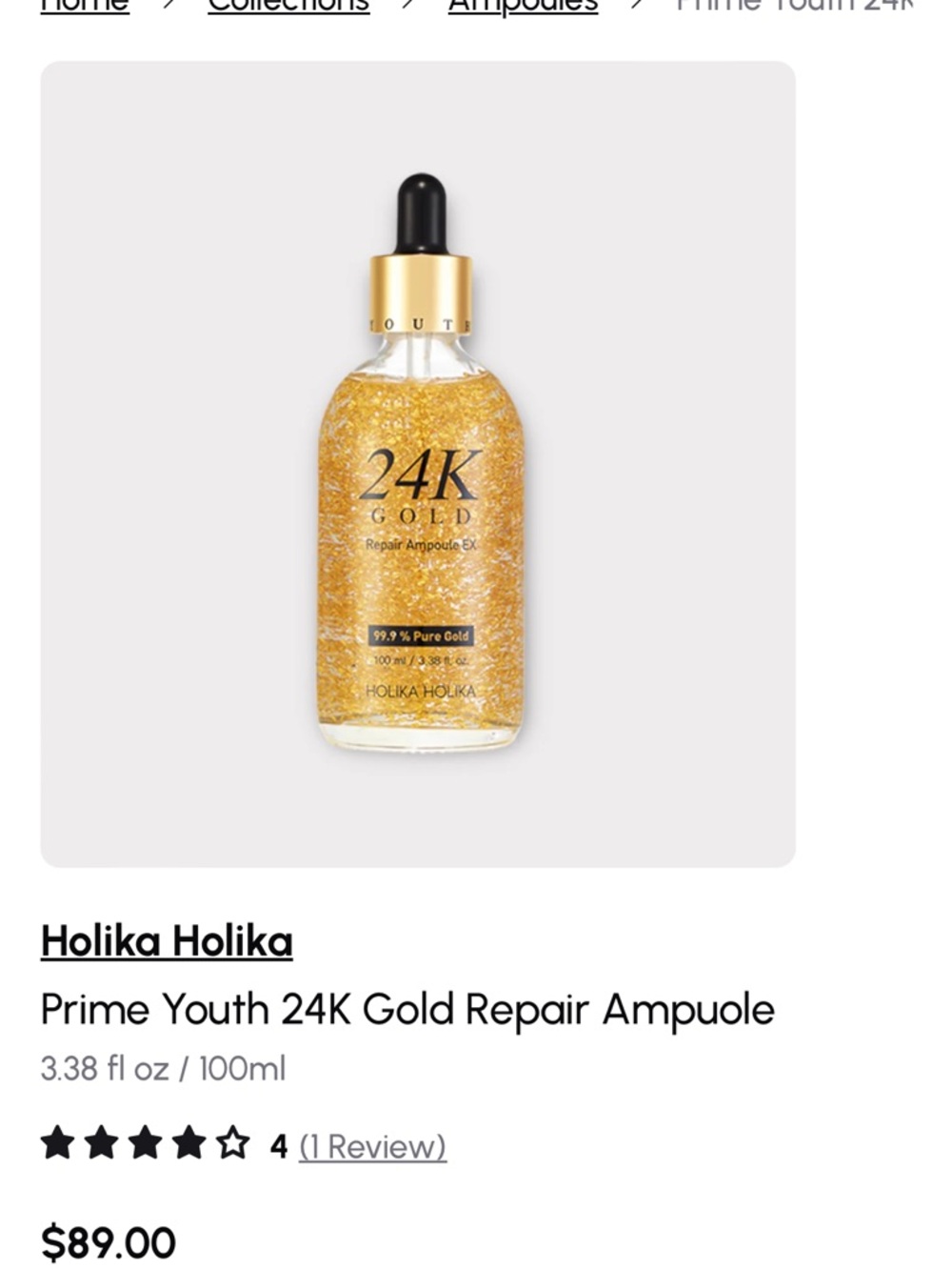 Lot of 2 NEW Holika Holika Prime Youth 24K Gold Repair Ampoule EX